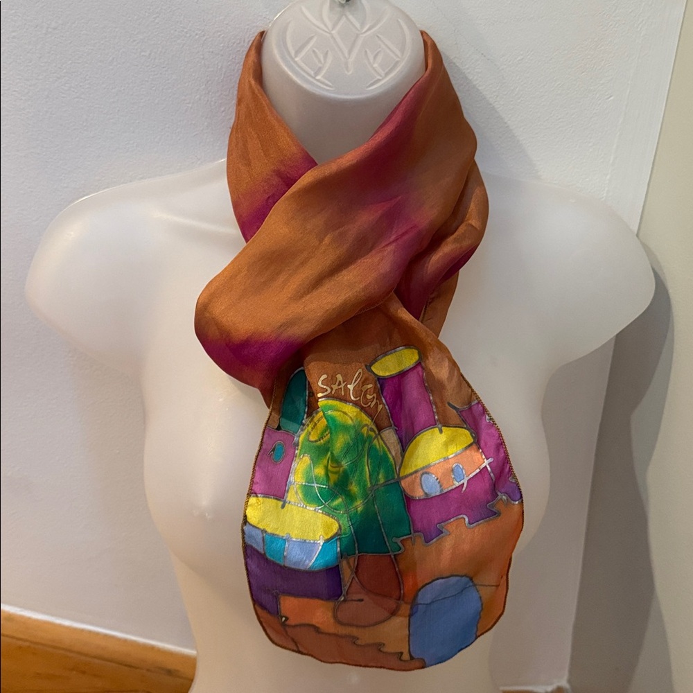 Colorful Silk Scarf with Artistic Design Jerusalem
